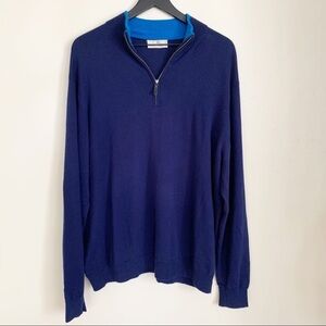 Alashan Cotton Cashmere 1/4 Zip Sweater Blue Men’s Size Large